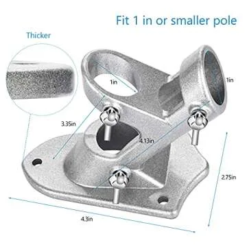 Flag Pole Holder for Outside House, Heavy Duty Flag Pole Mounting Bracket, Aluminum Metal Flagpole Mount with Stainless Hardware for Outdoor, Strong and Rust Proof, 1" Inner Diameter (Silver-1Pack)