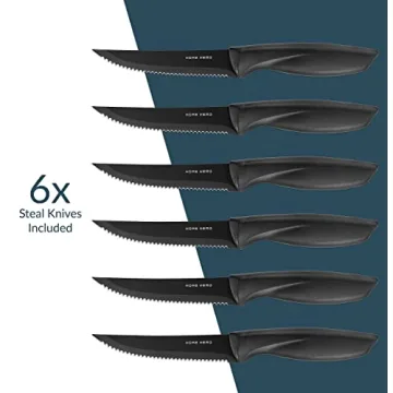 Home Hero Kitchen Knife Set - High Carbon Stainless Steel with Sharpener (20 Pcs - Black)