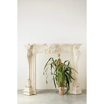 Stunning Distressed Cream Decorative Wood Fireplace Mantel