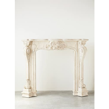 Stunning Distressed Cream Decorative Wood Fireplace Mantel