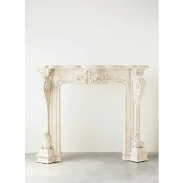 Stunning Distressed Cream Decorative Wood Fireplace Mantel