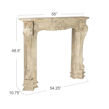 Stunning Distressed Cream Decorative Wood Fireplace Mantel
