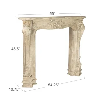Stunning Distressed Cream Decorative Wood Fireplace Mantel