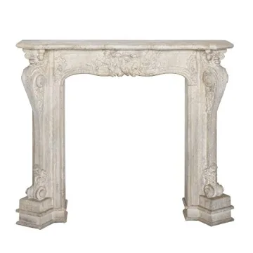 Stunning Distressed Cream Decorative Wood Fireplace Mantel