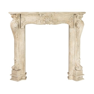 Stunning Distressed Cream Decorative Wood Fireplace Mantel