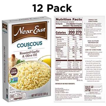 Near East Couscous Mix, Roasted Garlic & Olive Oil, 5.8 Oz, Pack of 12