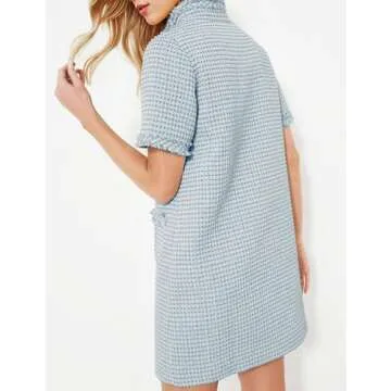 Stylish PEHMEA Women's Tweed Dress with Pockets