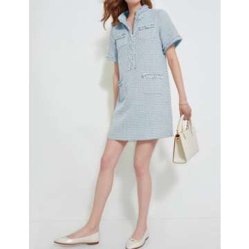 Stylish PEHMEA Women's Tweed Dress with Pockets