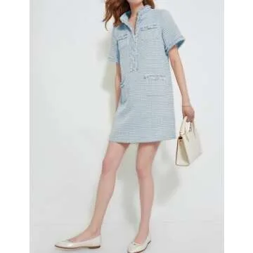 Stylish PEHMEA Women's Tweed Dress with Pockets