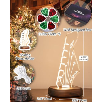Light Up Guitar Pick Holder with 6 Picks for Guitar Enthusiasts