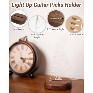 Light Up Guitar Pick Holder with 6 Picks for Guitar Enthusiasts