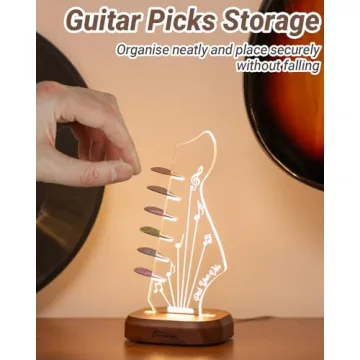 Light Up Guitar Pick Holder with 6 Picks for Guitar Enthusiasts