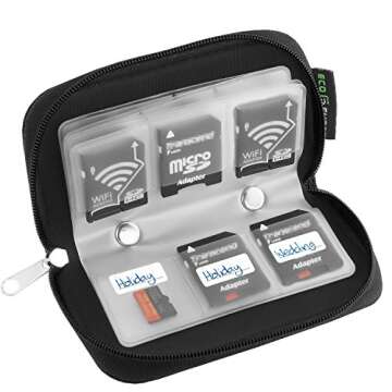 Eco-Fused Memory Card Case - Fits up to 22x SD, SDHC, Micro SD, Mini SD and 4X CF - Holder with 22 Slots