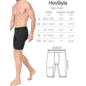 HovSiyla 6 Pack Compression Shorts Men Performance Sports Workout Athletic Running Underwear Shorts Spandex Black-L