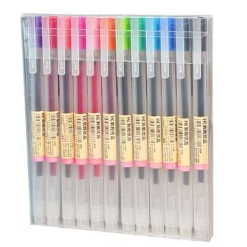 Penagic - Gel Pens 12 Colors, Ball Fine Point, 0.5 mm Ink Note Taking Pens for Japanese Korean Offic...