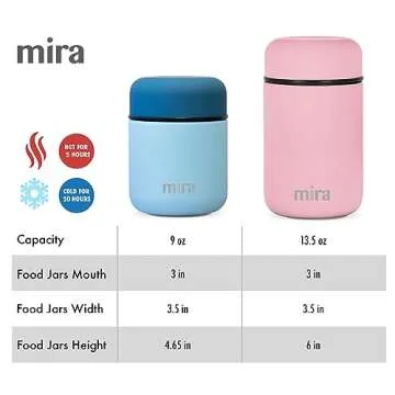 MIRA Insulated Food Jar Thermos for Hot Food & Soup, Compact Stainless Steel Vacuum Lunch Container for Meals To Go - 13.5 oz, Pink