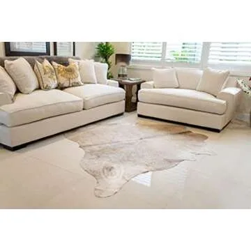 Sunshine Cowhides 100% Genuine Champagne Cowhide Rug - Modern Style Animal Skin Rug & Floor Carpet f...