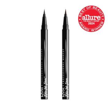 NYX PROFESSIONAL MAKEUP Epic Ink Liner, Waterproof Liquid Eyeliner - Black (Pack Of 2), Vegan Formul...
