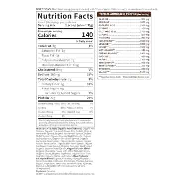 Organic Vegan Chocolate Protein Powder - Garden of Life – 22g Complete Plant Based Raw Protein & BCAAs Plus Probiotics & Digestive Enzymes for Easy Digestion, Non-GMO Gluten-Free, Lactose Free 1.5 LB