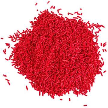 Red Sprinkles - 1.6 Pounds - Bulk Jimmies Sprinkles - Red Sprinkles for Cake Decorating - Dessert Toppings for Ice Cream, Cupcakes, Cookies, Cake Pops