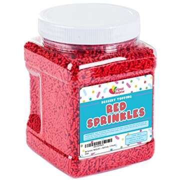 Red Sprinkles - 1.6 Pounds - Bulk Jimmies Sprinkles - Red Sprinkles for Cake Decorating - Dessert Toppings for Ice Cream, Cupcakes, Cookies, Cake Pops