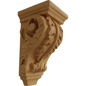 Ekena Millwork Extra Small Acanthus Wood Corbels - 2 1/4" x 2 1/4" x 4 1/4" - Alder