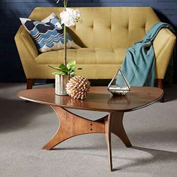 INK+IVY Blaze Triangle Wood Coffee Table Plywood with Wood Veneer Legs, Mid-Century Modern, Easy Ass...