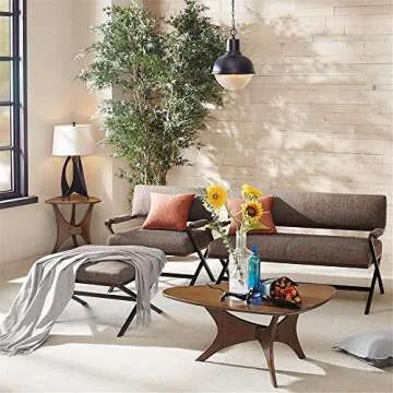 INK+IVY Blaze Triangle Wood Coffee Table Plywood with Wood Veneer Legs, Mid-Century Modern, Easy Assembly, Accent Furniture For Living Room, Minimalist Décor, Brown