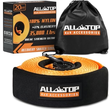 ALL-TOP Recovery Snatch Strap - 20ft, 35000Lbs Heavy Duty Kinetic Towing Strap