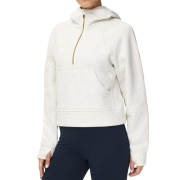 Stylish Women's Half Zip Fleece Hoodie with Pockets