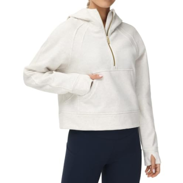 Stylish Women's Half Zip Fleece Hoodie with Pockets