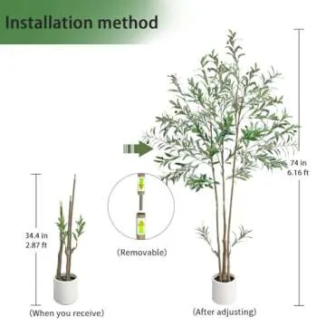 DIIGER Artificial Tree Fluffy Artificial Olive Tree 6FT Tall, Modern Large Fake Plant Decor in Pot for Indoor Outdoor,Home Office Perfect Housewares Gift Decoration, 74 in Olive Tree
