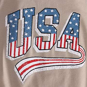 BOUTIKOME Toddler Baby 4th of July Outfit Boy Girl Oversized Romper USA Shirts Shorts Set American Flag Matching Clothes(Khaki-1,18-24M)