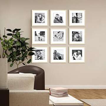 ArtbyHannah 12x12 Square Gallery Wall Frame Set for Home Decor or Wall Hanging Decoration, Matted to...