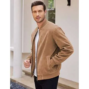 COOFANDY Men's Varsity Baseball Jacket Causal Slim Fit Suede Leather Bomber Jackets