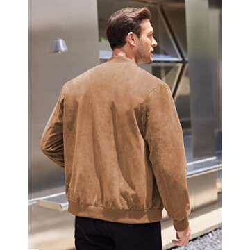 COOFANDY Men's Varsity Baseball Jacket Causal Slim Fit Suede Leather Bomber Jackets
