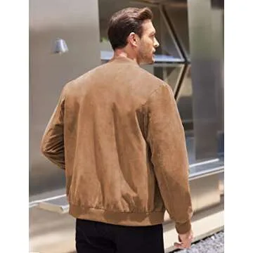 COOFANDY Men's Varsity Baseball Jacket Causal Slim Fit Suede Leather Bomber Jackets