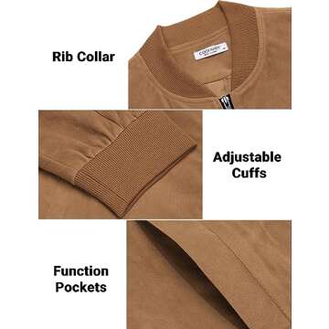 COOFANDY Men's Varsity Baseball Jacket Causal Slim Fit Suede Leather Bomber Jackets