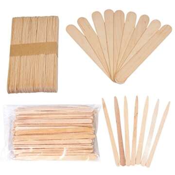 JMT Beauty Assorted Wax Applicators Set - 400 Sturdy Wooden Sticks for Waxing