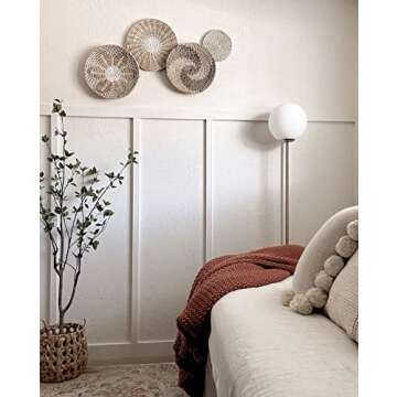 ChicnChill Rustic Wall Basket Decor - Set 4 of Woven Basket Wall Decor with African Design, Decorati...