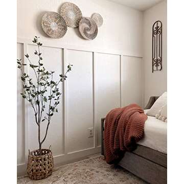 ChicnChill Rustic Wall Basket Decor - Set 4 of Woven Basket Wall Decor with African Design, Decorative Rattan Wall Decor - Gift Idea for Mom and Dad