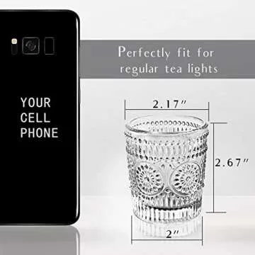 WDHODEC Clear Tealight Candle Holders Set of 24, Fall Votive Candle Holders, Vintage Tea Lights for Birthday Party, Wedding Halloween Decoration