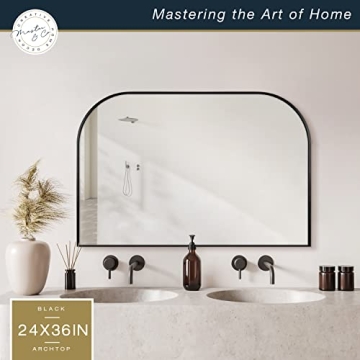 MCS Modern Black Arched Wall Mirror for Elegant Decor