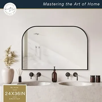 MCS Modern Black Arched Wall Mirror for Elegant Decor