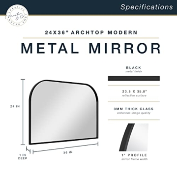 MCS Modern Black Arched Wall Mirror for Elegant Decor