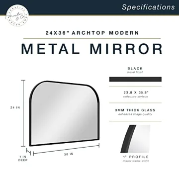 MCS Modern Black Arched Wall Mirror for Elegant Decor
