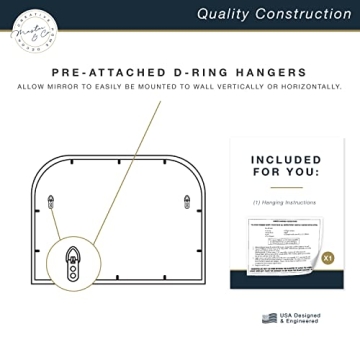 MCS Modern Black Arched Wall Mirror for Elegant Decor