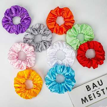 9 Pcs LED Light Hair Scrunchies Satin Elastic Bands Ties Ropes - 3 Colors Light Modes, Soft Cute Silk Scrunchy Hair Accessories for Women Girls Halloween Christmas Glow in The Dark Party Supplies