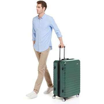 Amazon Basics Hardside Spinner Luggage with Built-In TSA Lock - 30-Inch, Green
