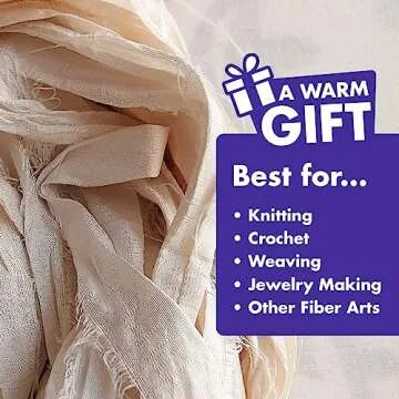 DARN GOOD YARN Recycled Sari Silk Ribbon Yarn Vintage Ivory Off-White Dyeable 100 Grams, 50 Yards, 1 Skein Handmade one of a Kind